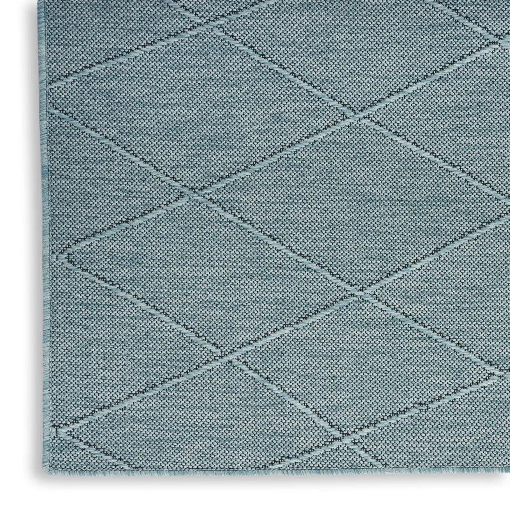 3' X 5' Aqua And Ivory Geometric Indoor Outdoor Area Rug Homeroots Outdoor