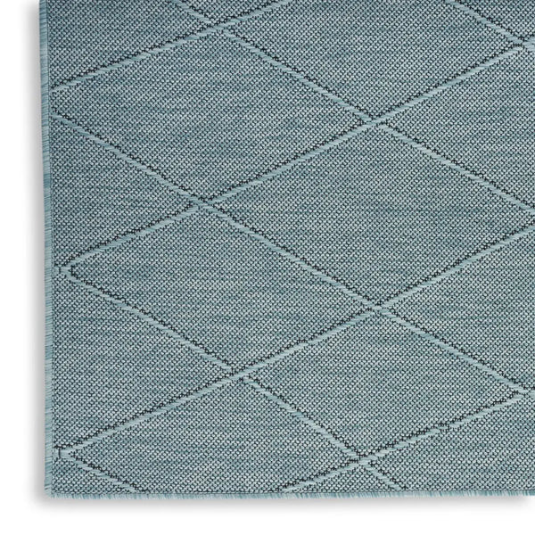 3' X 5' Aqua And Ivory Geometric Indoor Outdoor Area Rug Homeroots Outdoor