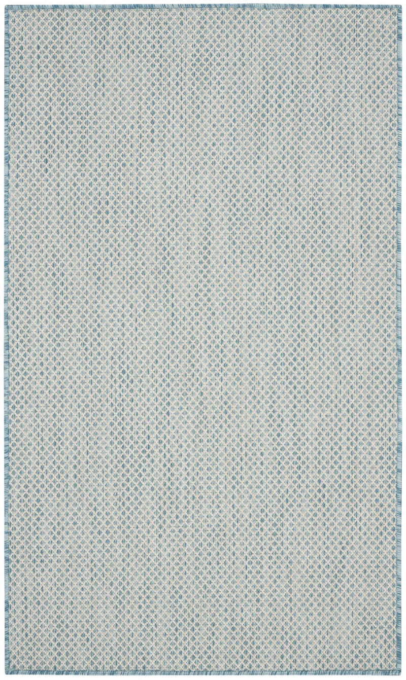 3' X 5' Aqua And Ivory Geometric Indoor Outdoor Area Rug Homeroots Outdoor