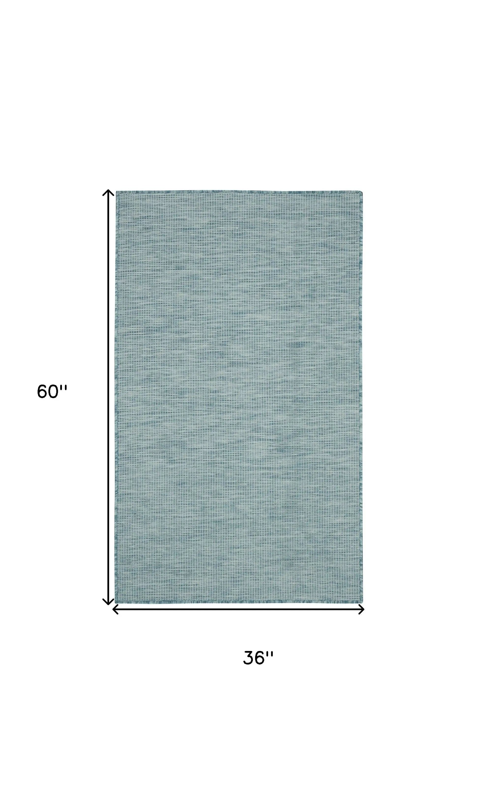 3' X 5' Aqua And Ivory Indoor Outdoor Area Rug Homeroots Outdoor