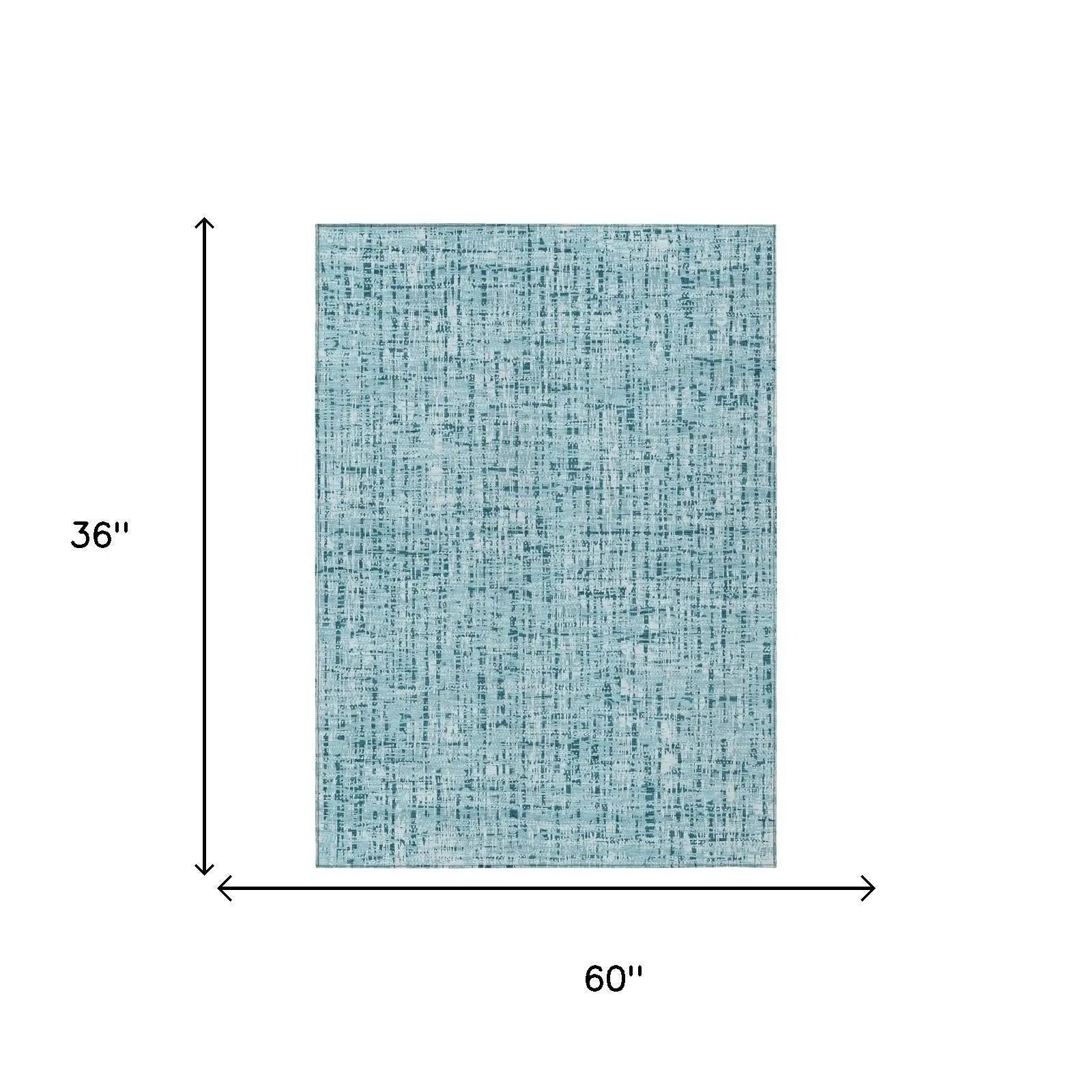 3' X 5' Aqua And Teal Blue Abstract Washable Indoor Outdoor Area Rug Homeroots Outdoor