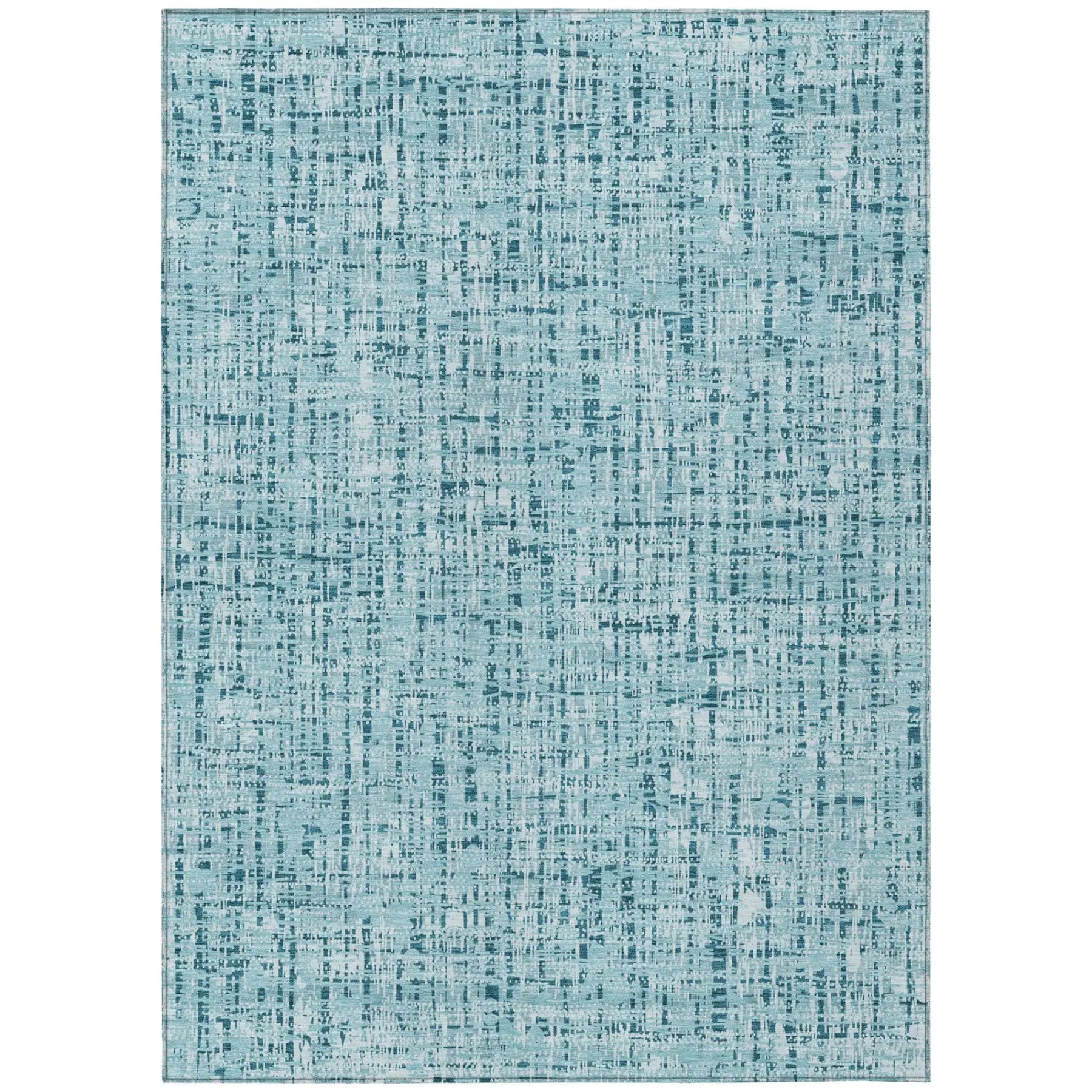3' X 5' Aqua And Teal Blue Abstract Washable Indoor Outdoor Area Rug Homeroots Outdoor