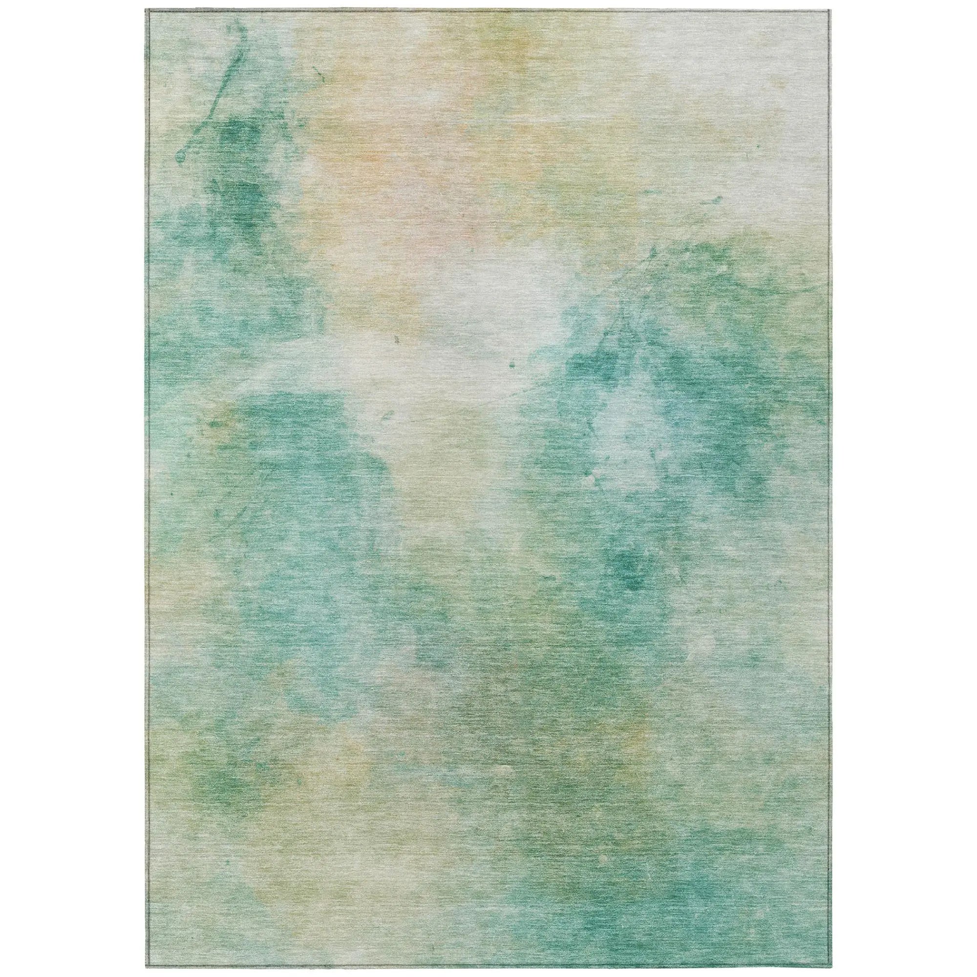 3' X 5' Aqua And Teal Blue Abstract Washable Indoor Outdoor Area Rug Homeroots Outdoor