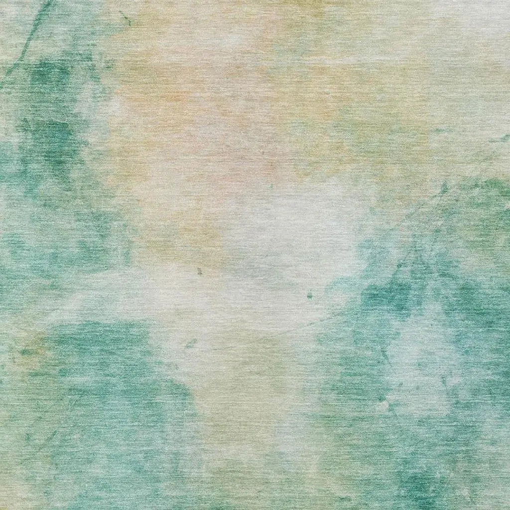 3' X 5' Aqua And Teal Blue Abstract Washable Indoor Outdoor Area Rug Homeroots Outdoor