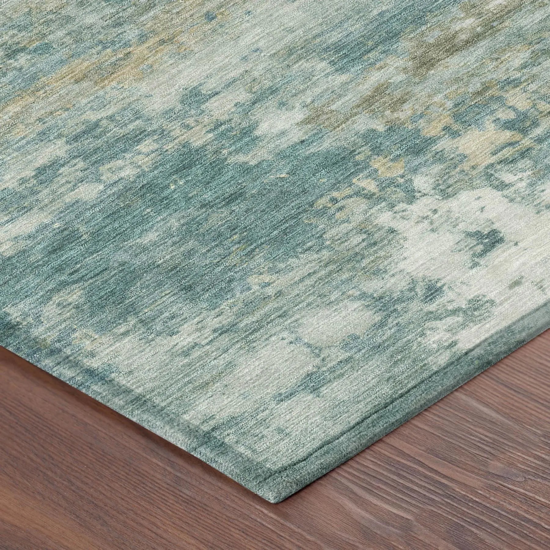 3' X 5' Aqua And Teal Blue Abstract Washable Indoor Outdoor Area Rug Homeroots Outdoor