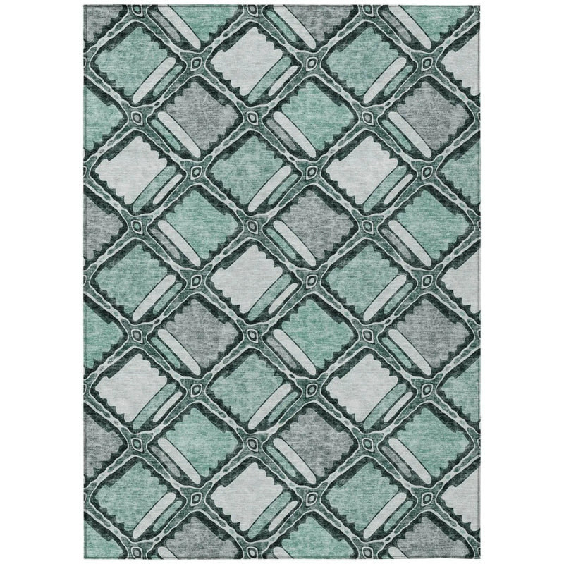 3' X 5' Aqua And Teal Blue Geometric Washable Indoor Outdoor Area Rug Homeroots Outdoor