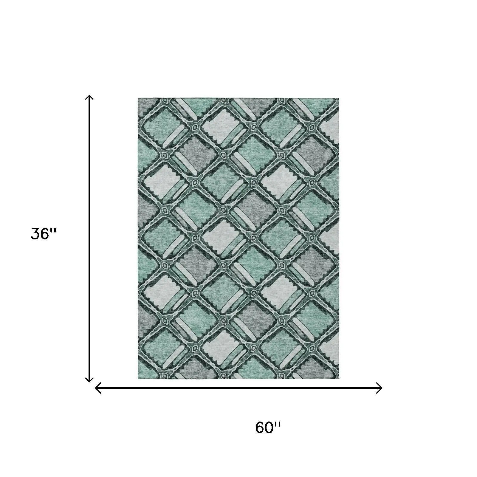 3' X 5' Aqua And Teal Blue Geometric Washable Indoor Outdoor Area Rug Homeroots Outdoor