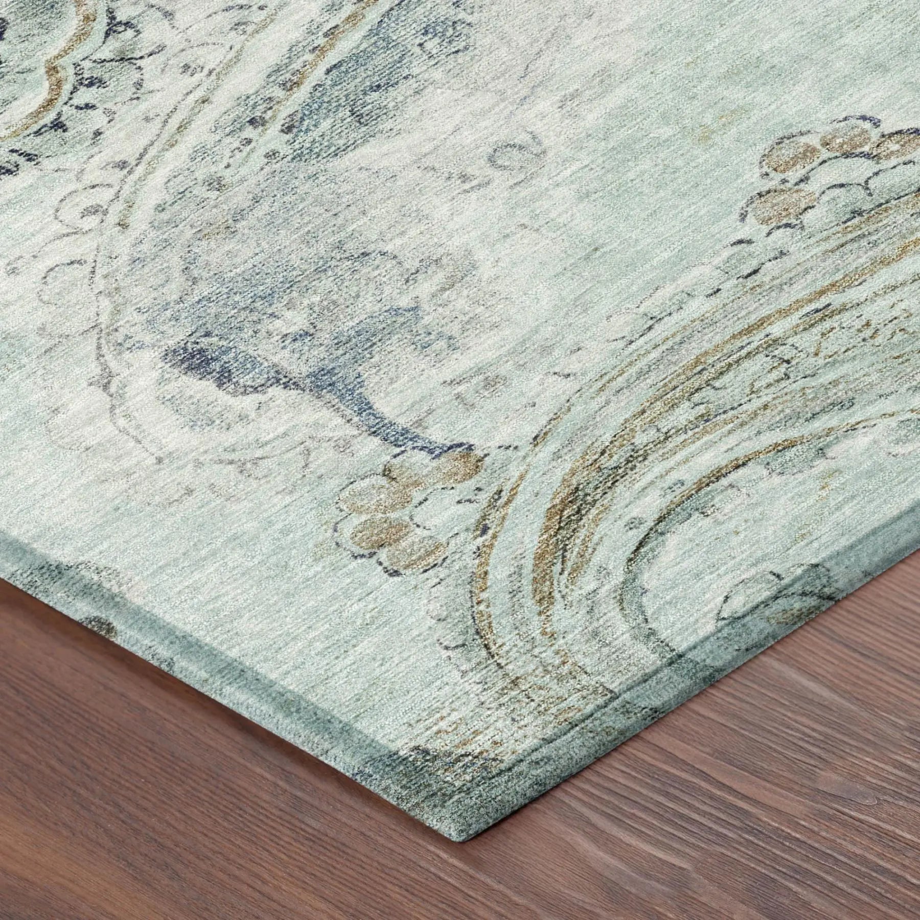 3' X 5' Aqua And Teal Blue Paisley Washable Indoor Outdoor Area Rug Homeroots Outdoor