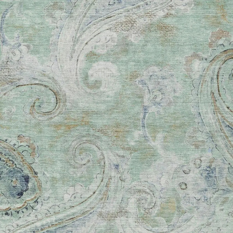 3' X 5' Aqua And Teal Blue Paisley Washable Indoor Outdoor Area Rug Homeroots Outdoor