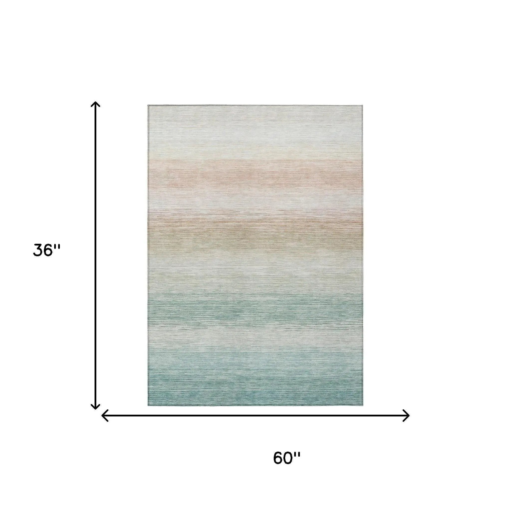 3' X 5' Aqua And Teal Blue Striped Washable Indoor Outdoor Area Rug Homeroots Outdoor