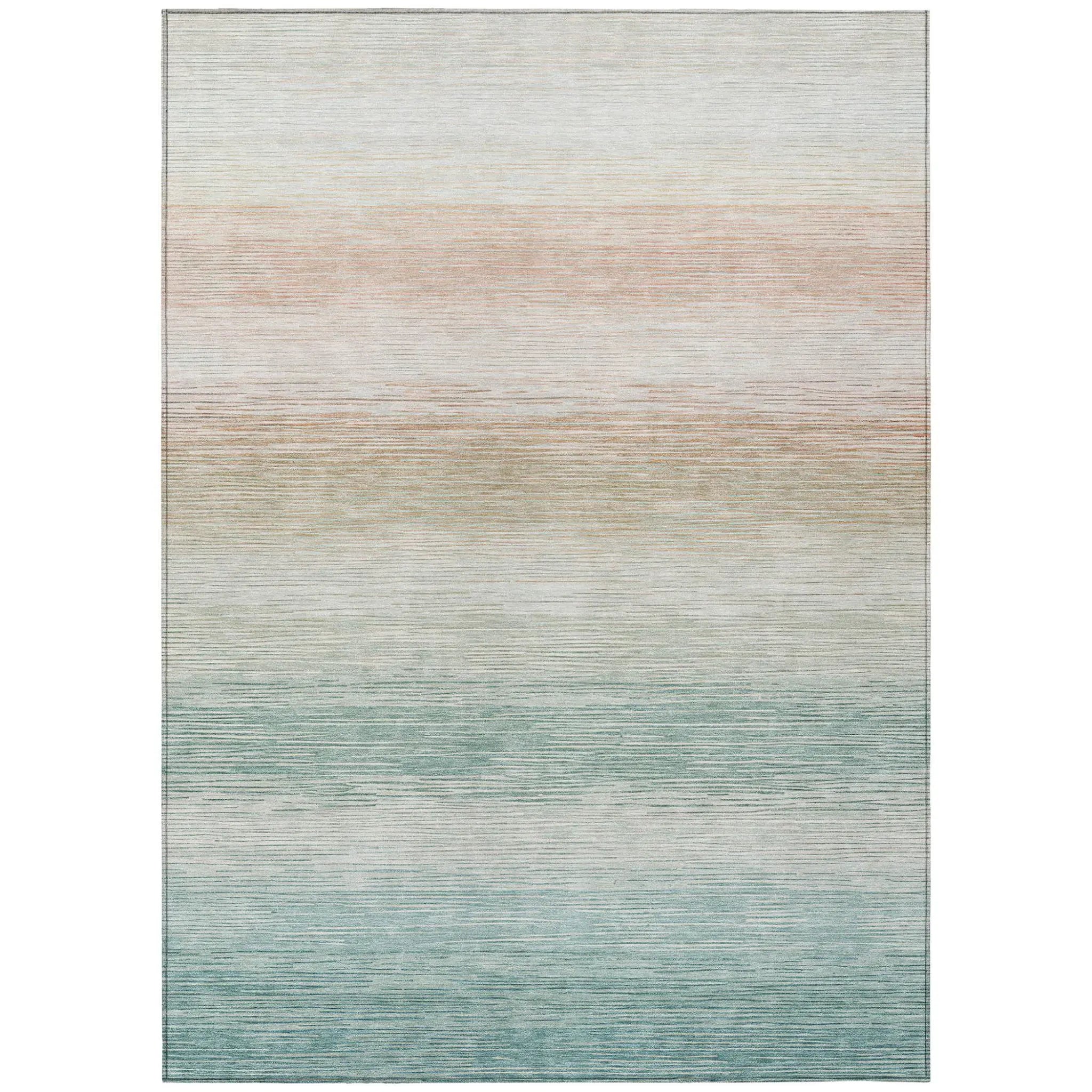 3' X 5' Aqua And Teal Blue Striped Washable Indoor Outdoor Area Rug Homeroots Outdoor