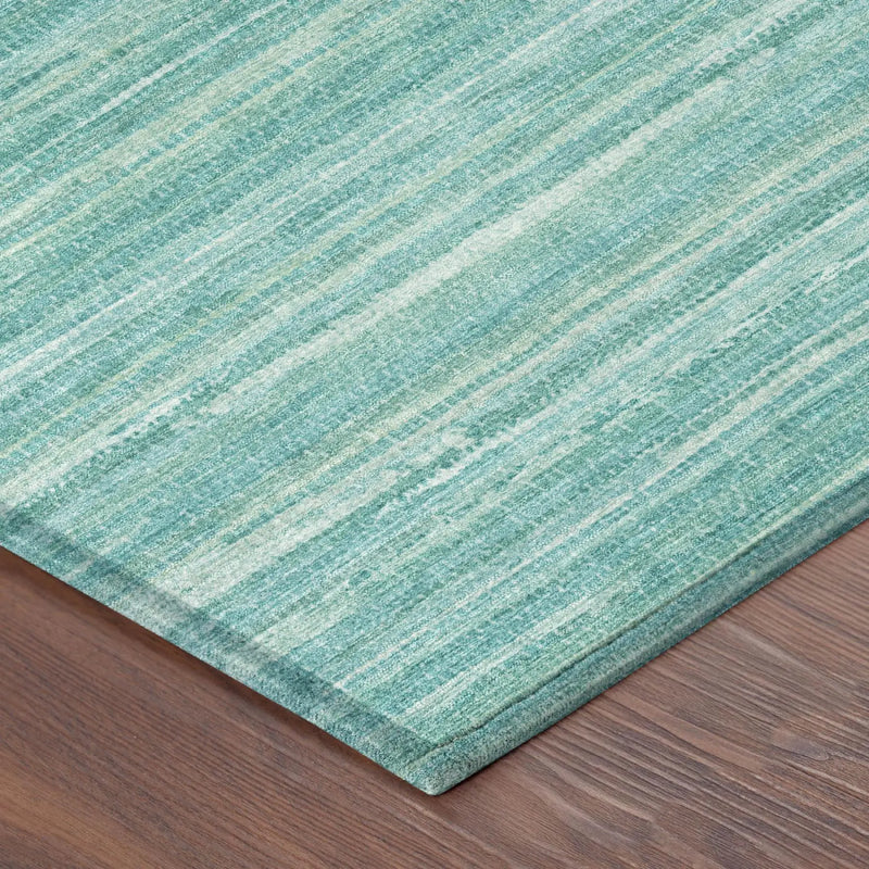 3' X 5' Aqua And Teal Blue Striped Washable Indoor Outdoor Area Rug Homeroots Outdoor