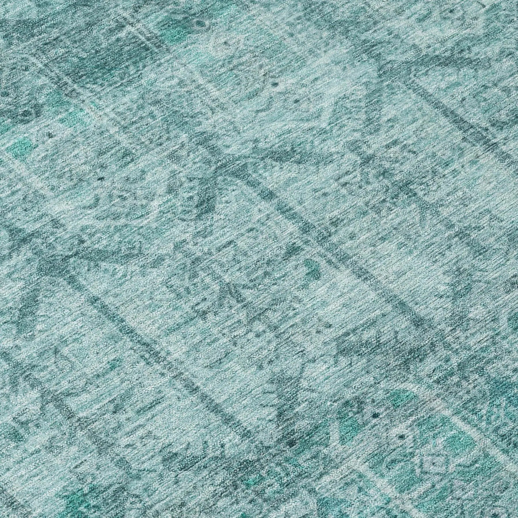 3' X 5' Aqua And Teal Blue Tribal Washable Indoor Outdoor Area Rug Homeroots Outdoor