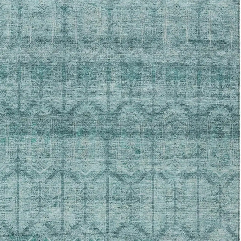 3' X 5' Aqua And Teal Blue Tribal Washable Indoor Outdoor Area Rug Homeroots Outdoor