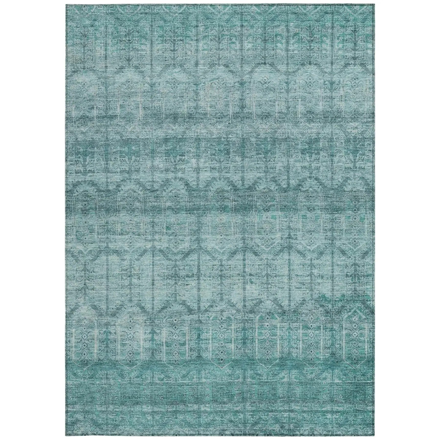 3' X 5' Aqua And Teal Blue Tribal Washable Indoor Outdoor Area Rug Homeroots Outdoor