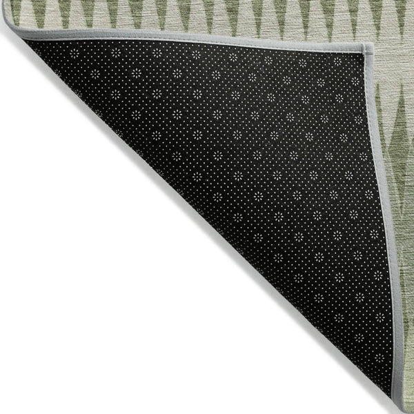 3' X 5' Artichoke Green And Light Green Striped Washable Indoor Outdoor Area Rug Homeroots Outdoor