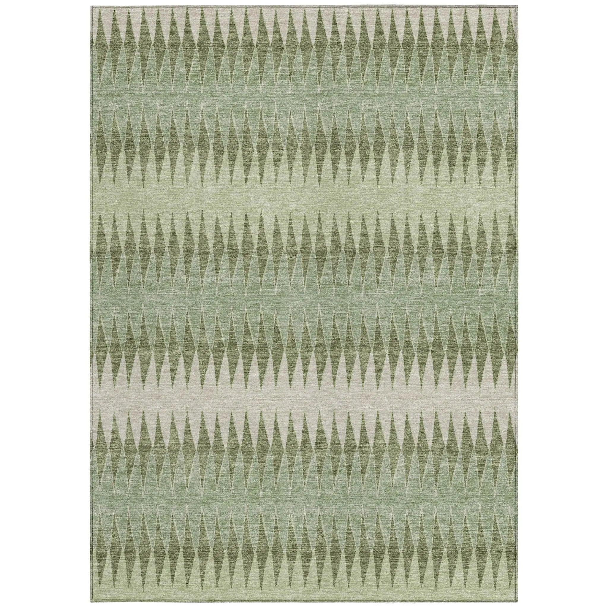3' X 5' Artichoke Green And Light Green Striped Washable Indoor Outdoor Area Rug Homeroots Outdoor