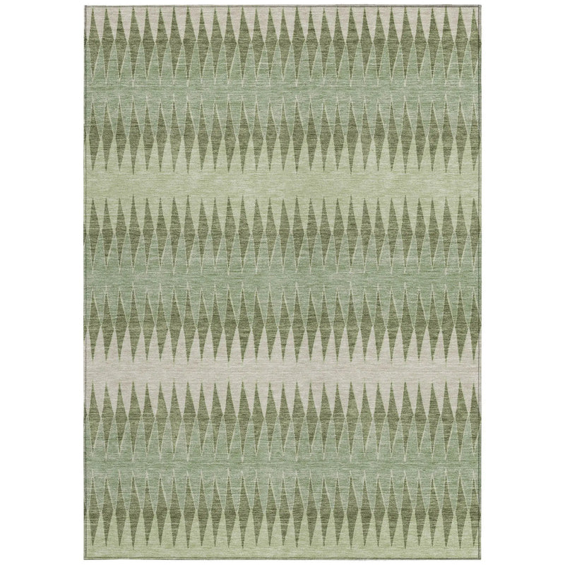 3' X 5' Artichoke Green And Light Green Striped Washable Indoor Outdoor Area Rug Homeroots Outdoor