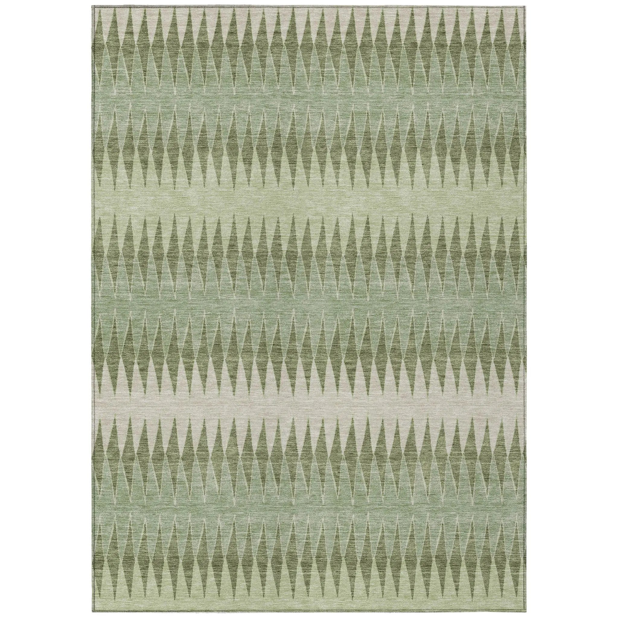 3' X 5' Artichoke Green And Light Green Striped Washable Indoor Outdoor Area Rug Homeroots Outdoor