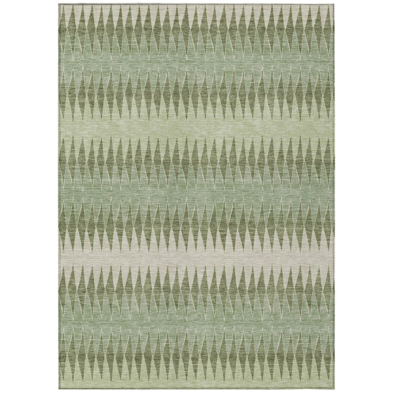 3' X 5' Artichoke Green And Light Green Striped Washable Indoor Outdoor Area Rug Homeroots Outdoor