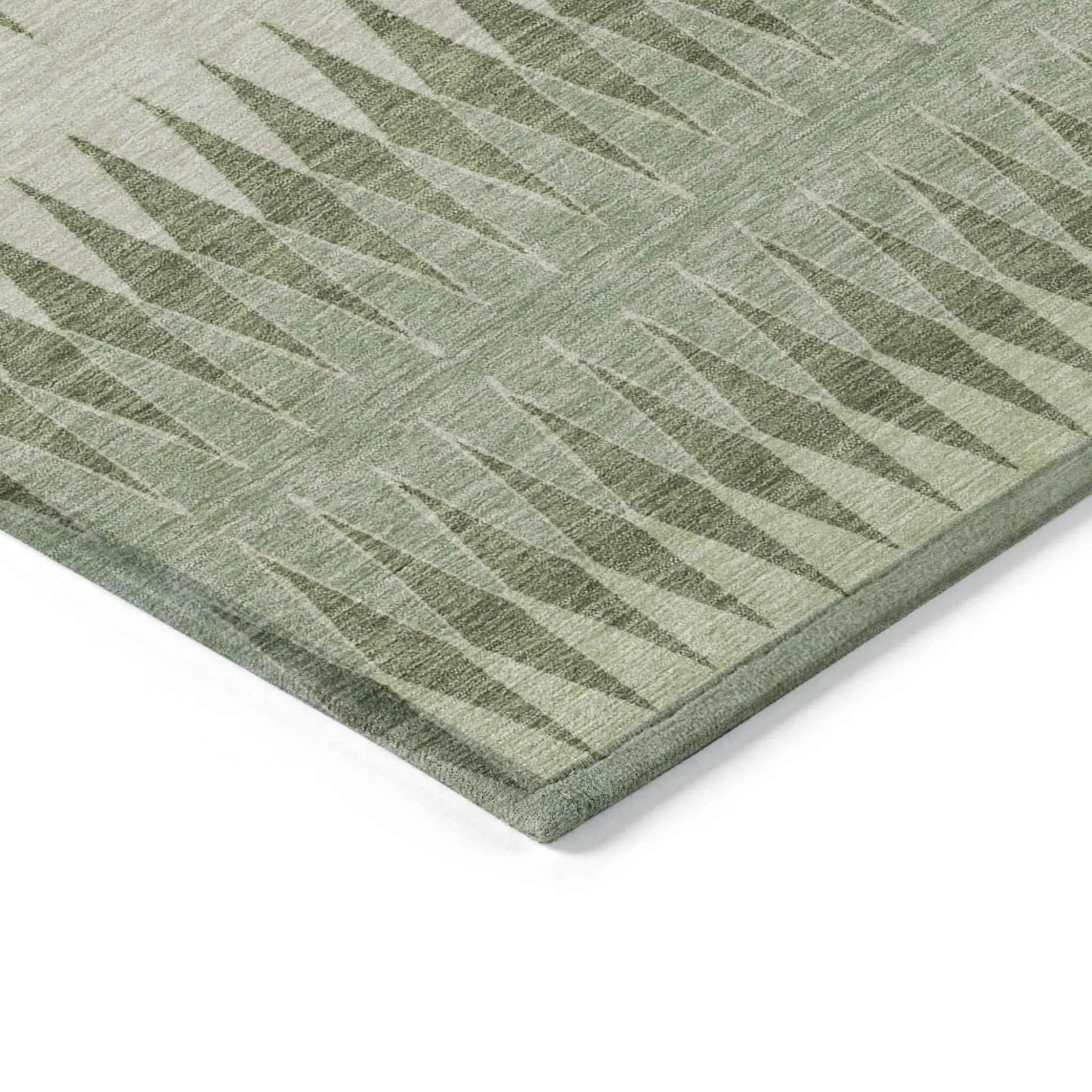 3' X 5' Artichoke Green And Light Green Striped Washable Indoor Outdoor Area Rug Homeroots Outdoor