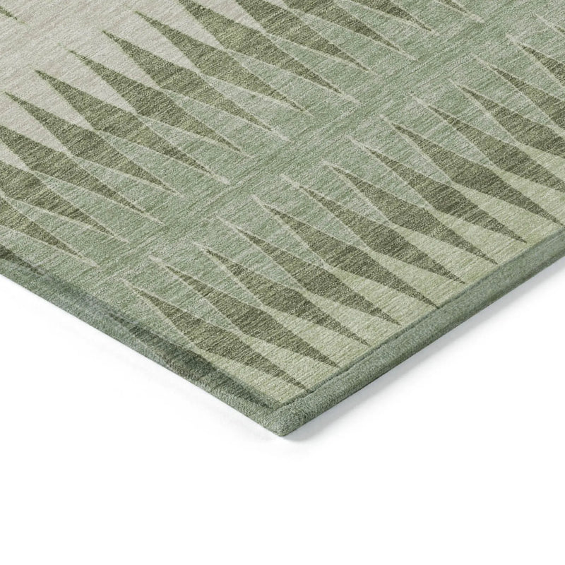 3' X 5' Artichoke Green And Light Green Striped Washable Indoor Outdoor Area Rug Homeroots Outdoor