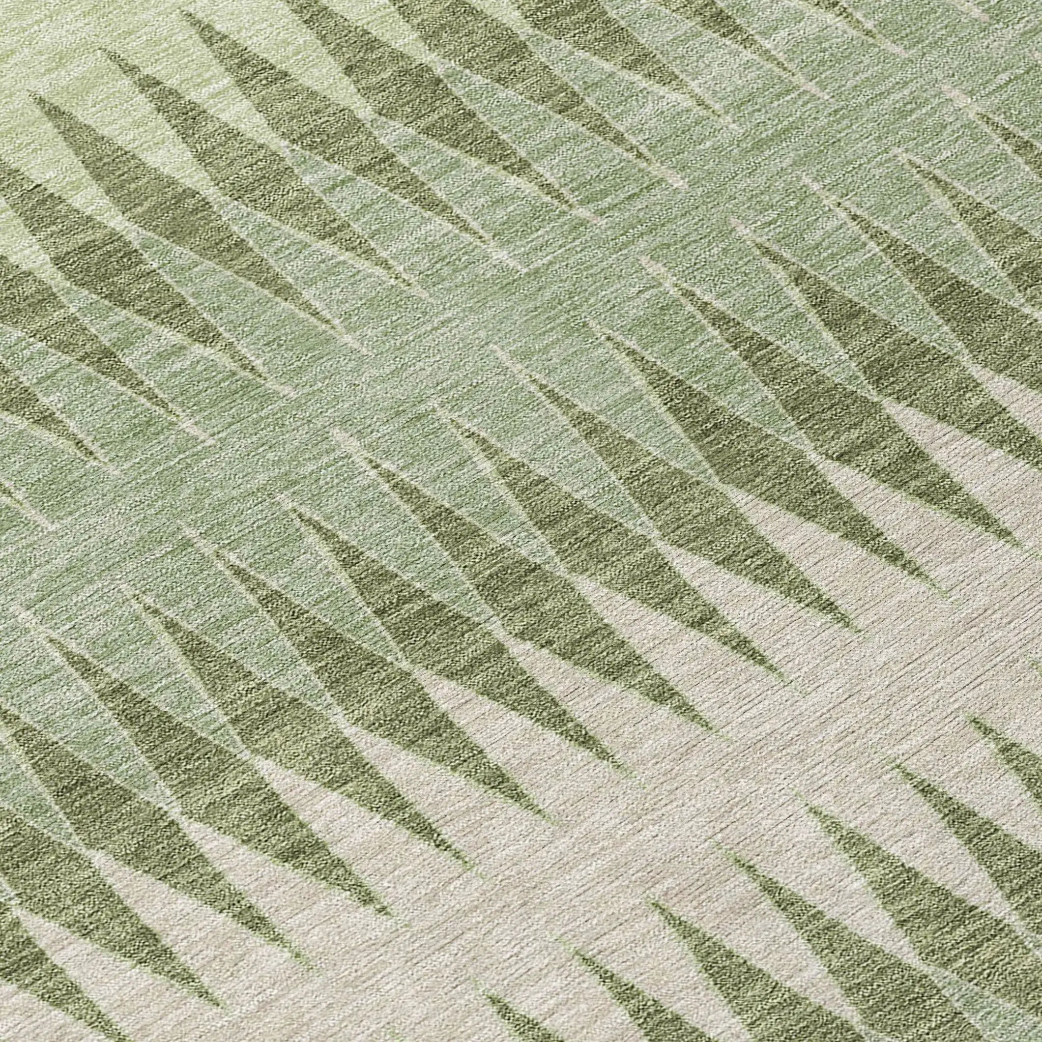 3' X 5' Artichoke Green And Light Green Striped Washable Indoor Outdoor Area Rug Homeroots Outdoor