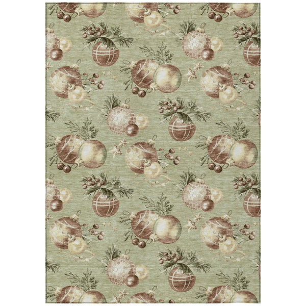 3' X 5' Artichoke Green Brown And Beige Stars Washable Indoor Outdoor Area Rug Homeroots Outdoor