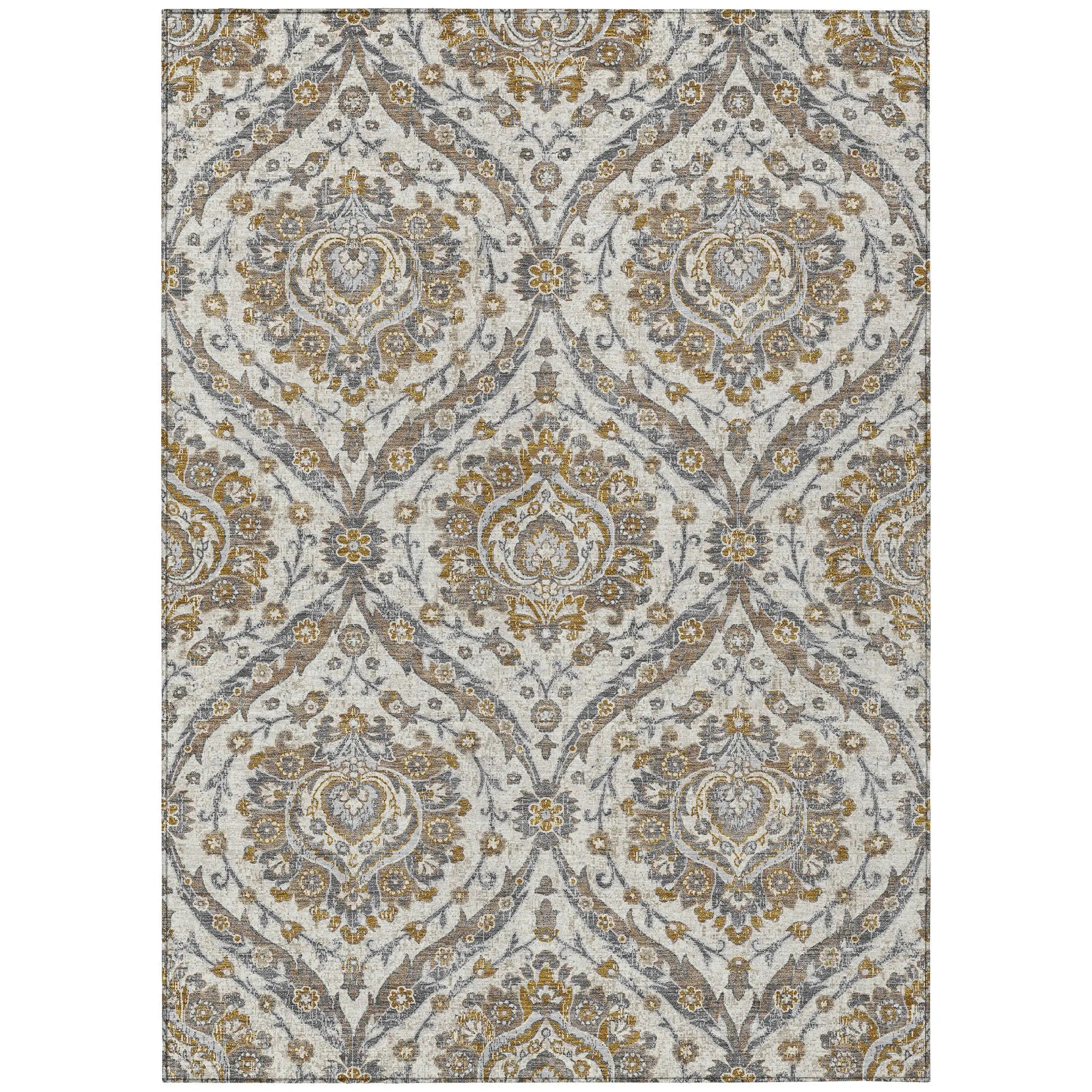 3' X 5' Beige And Blue Floral Washable Indoor Outdoor Area Rug Homeroots Outdoor