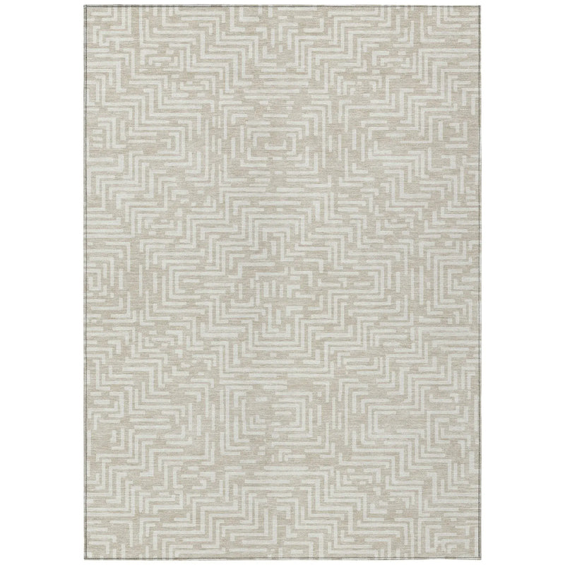 3' X 5' Beige And Blue Geometric Washable Indoor Outdoor Area Rug Homeroots Outdoor