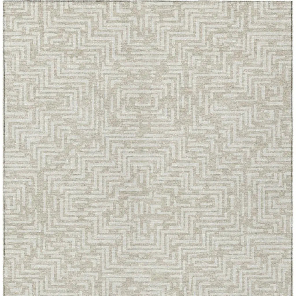 3' X 5' Beige And Blue Geometric Washable Indoor Outdoor Area Rug Homeroots Outdoor