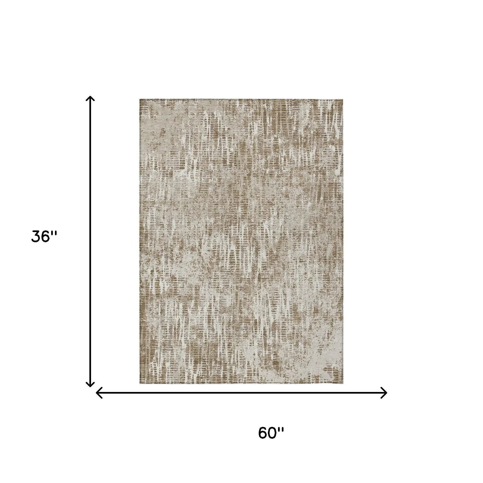 3' X 5' Beige And Brown Abstract Washable Indoor Outdoor Area Rug Homeroots Outdoor