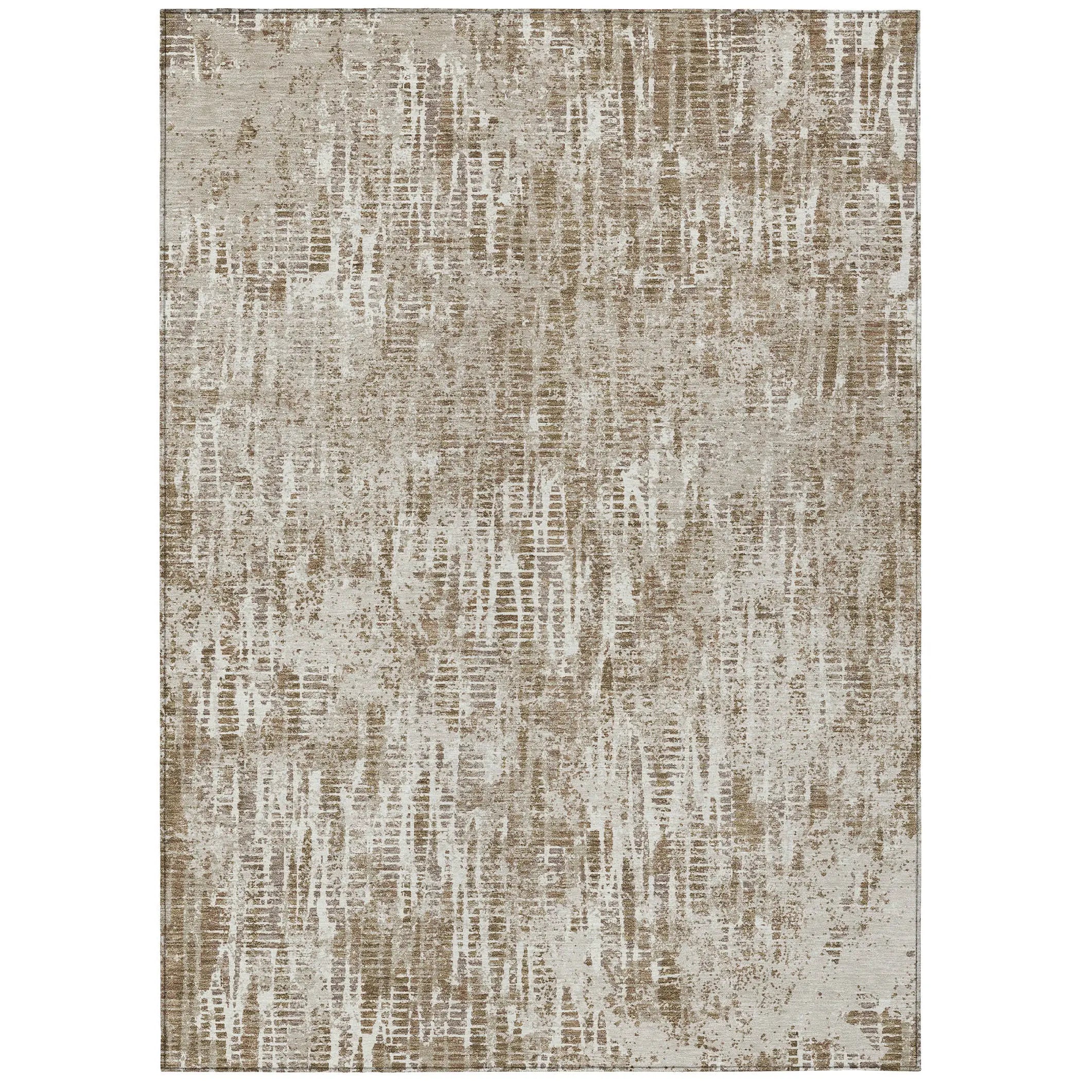 3' X 5' Beige And Brown Abstract Washable Indoor Outdoor Area Rug Homeroots Outdoor