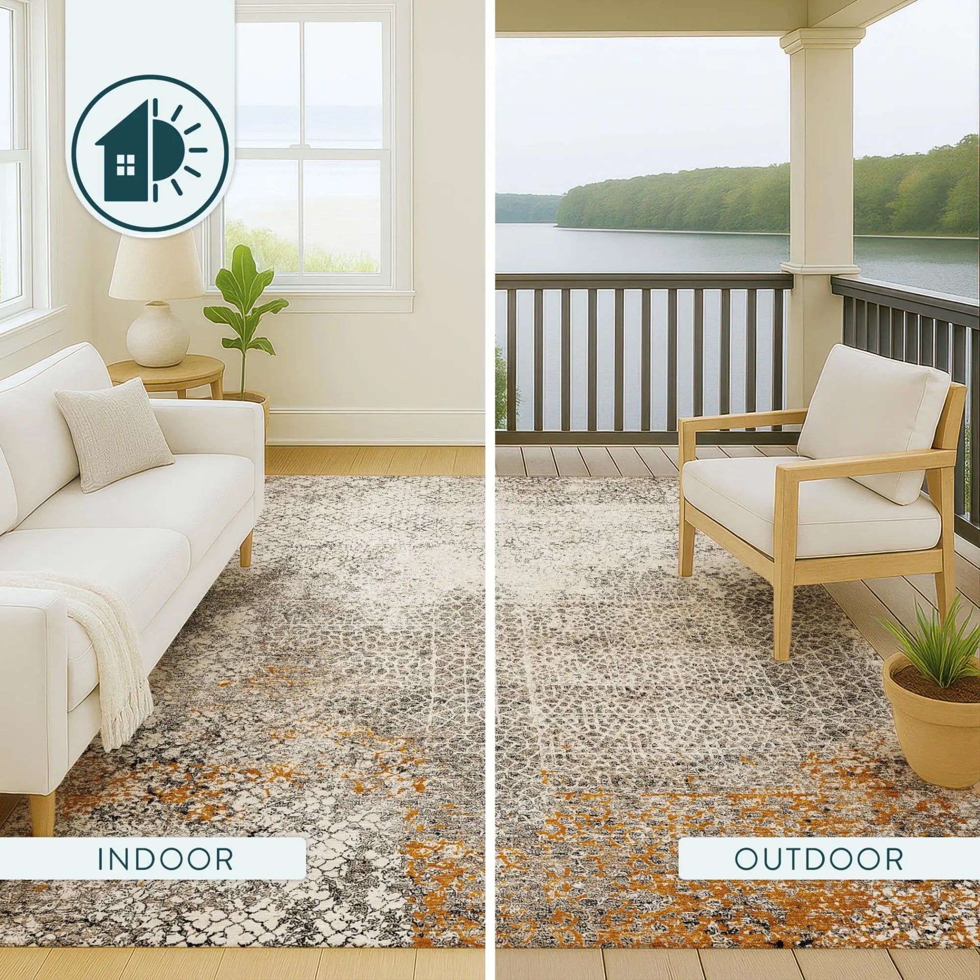 3' X 5' Beige And Brown Abstract Washable Indoor Outdoor Area Rug Homeroots Outdoor