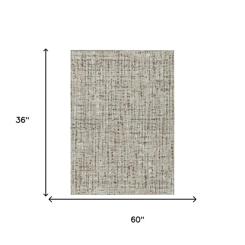3' X 5' Beige And Brown Abstract Washable Indoor Outdoor Area Rug Homeroots Outdoor