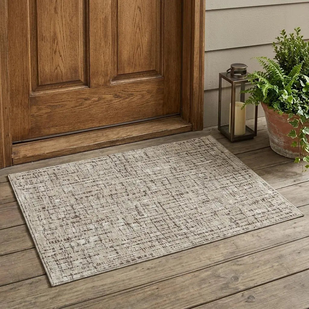 3' X 5' Beige And Brown Abstract Washable Indoor Outdoor Area Rug Homeroots Outdoor