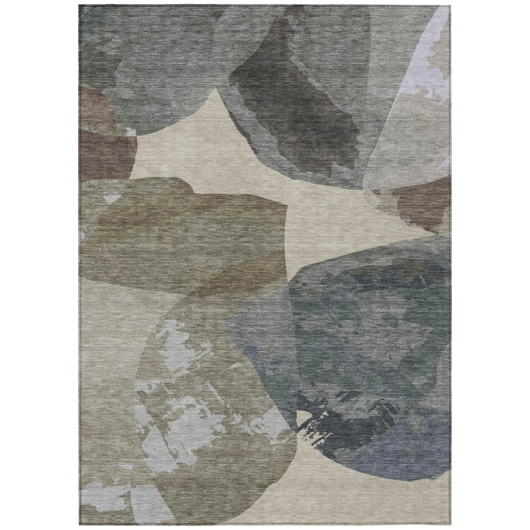 3' X 5' Beige And Brown Abstract Washable Indoor Outdoor Area Rug Homeroots Outdoor