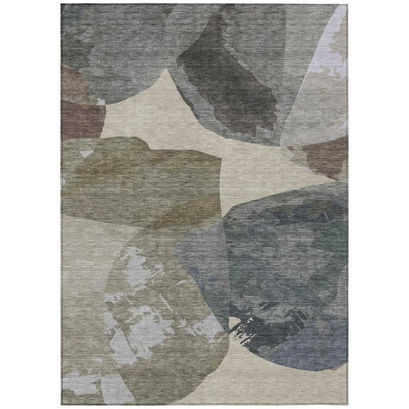 3' X 5' Beige And Brown Abstract Washable Indoor Outdoor Area Rug Homeroots Outdoor