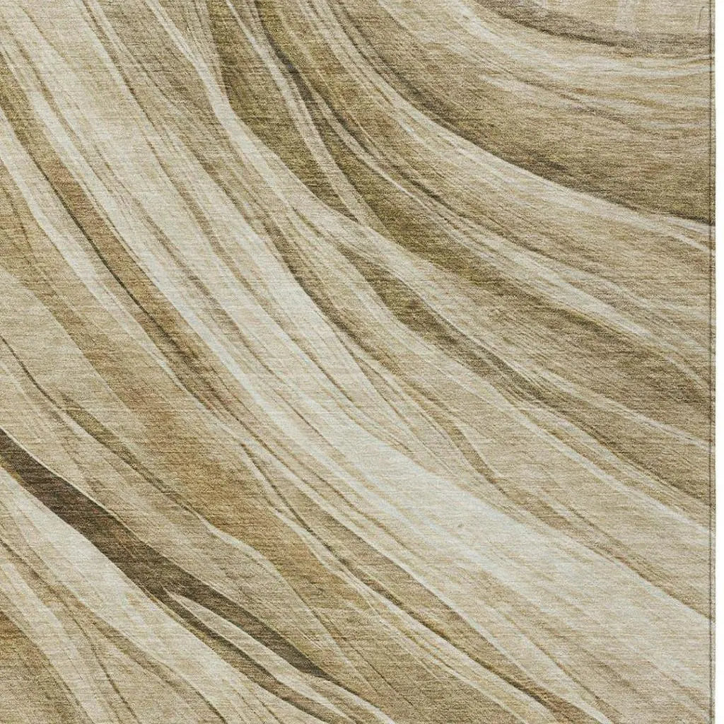 3' X 5' Beige And Brown Abstract Washable Indoor Outdoor Area Rug Homeroots Outdoor
