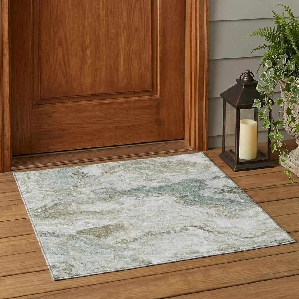 3' X 5' Beige And Brown Abstract Washable Indoor Outdoor Area Rug Homeroots Outdoor
