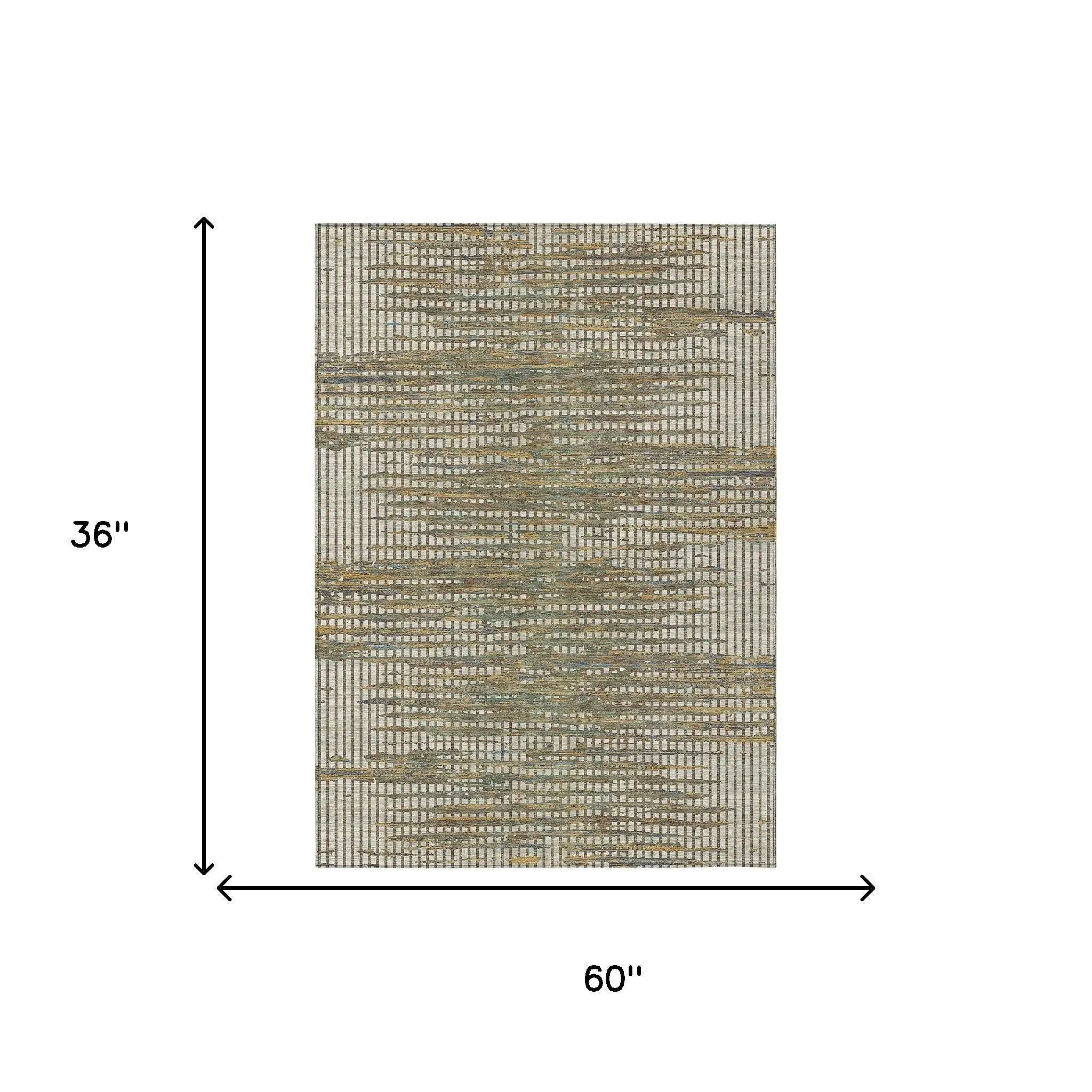 3' X 5' Beige And Brown Abstract Washable Indoor Outdoor Area Rug Homeroots Outdoor