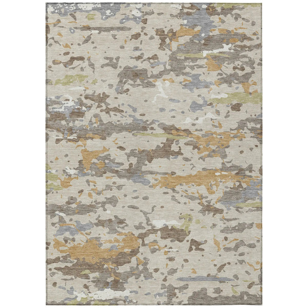 3' X 5' Beige And Brown Abstract Washable Indoor Outdoor Area Rug Homeroots Outdoor