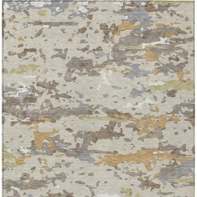 3' X 5' Beige And Brown Abstract Washable Indoor Outdoor Area Rug Homeroots Outdoor
