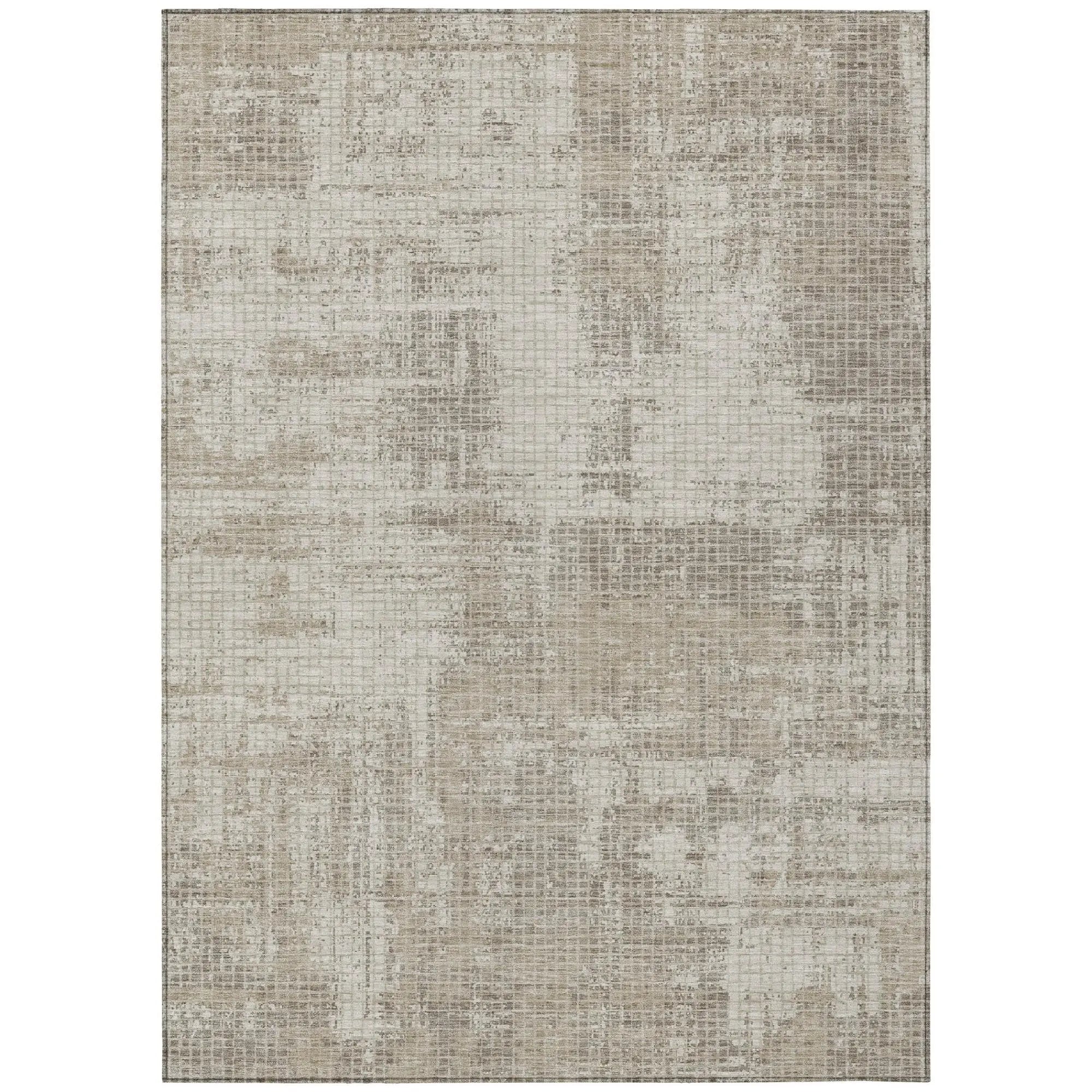 3' X 5' Beige And Brown Abstract Washable Indoor Outdoor Area Rug Homeroots Outdoor