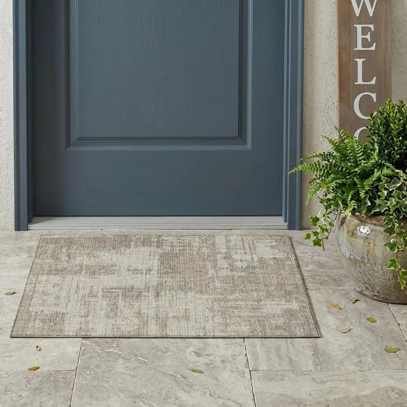 3' X 5' Beige And Brown Abstract Washable Indoor Outdoor Area Rug Homeroots Outdoor
