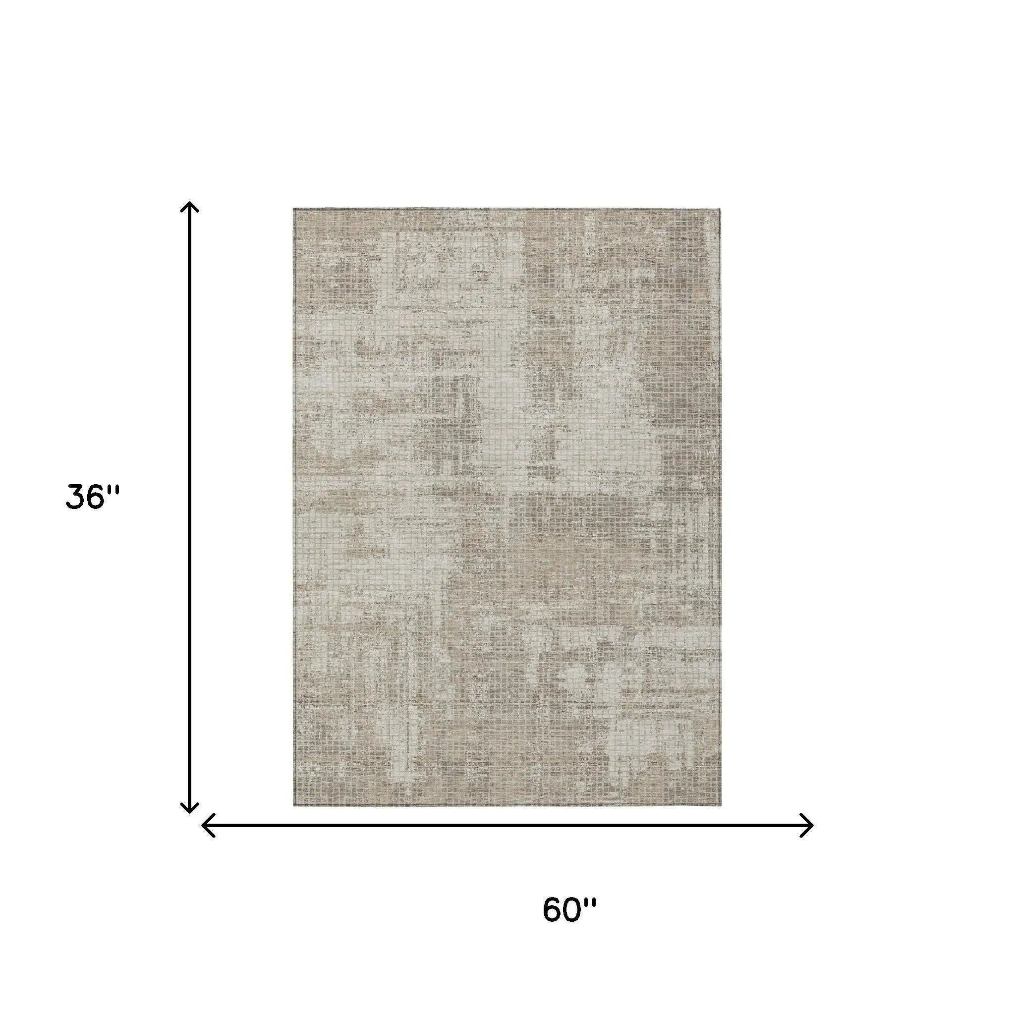 3' X 5' Beige And Brown Abstract Washable Indoor Outdoor Area Rug Homeroots Outdoor