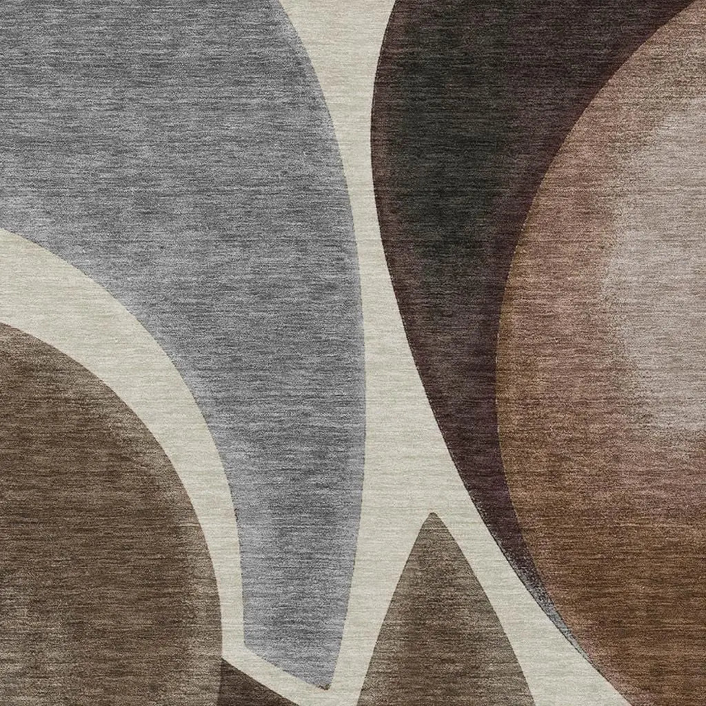 3' X 5' Beige And Brown Abstract Washable Indoor Outdoor Area Rug Homeroots Outdoor
