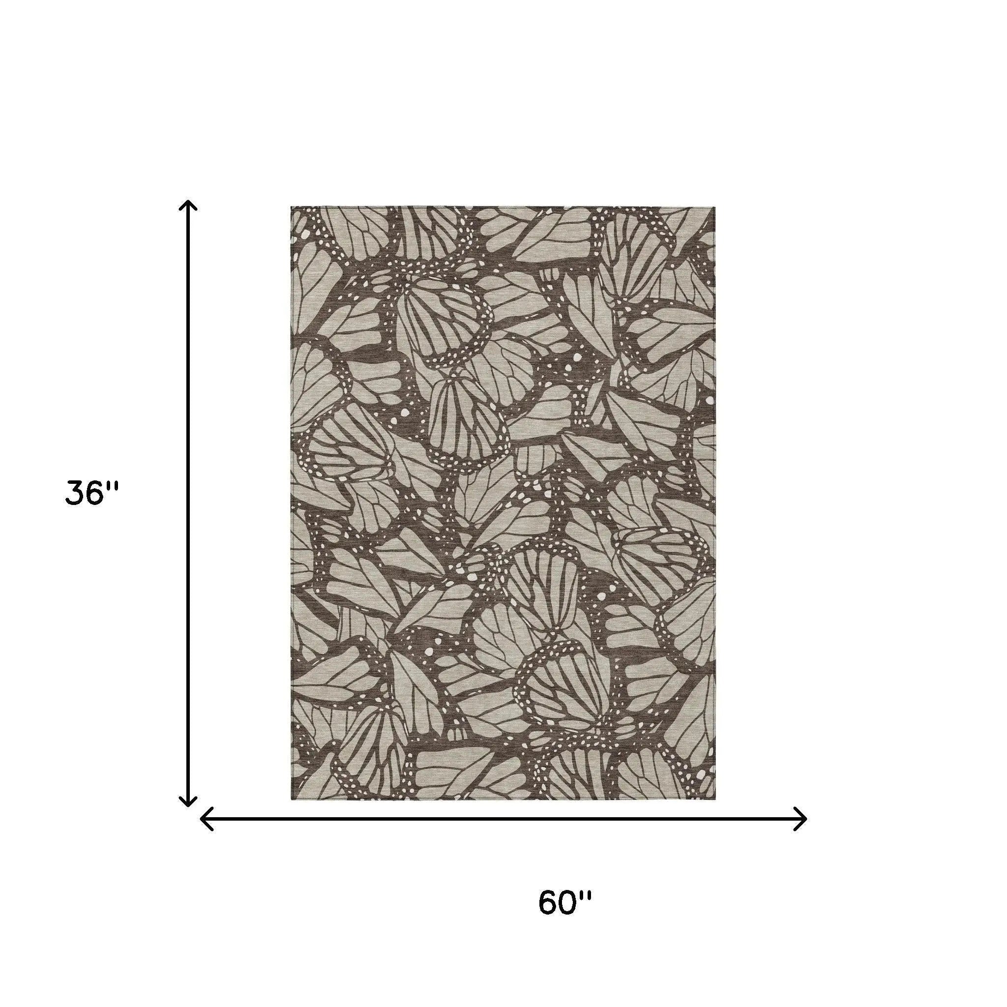 3' X 5' Beige And Brown Animal Print Washable Indoor Outdoor Area Rug Homeroots Outdoor
