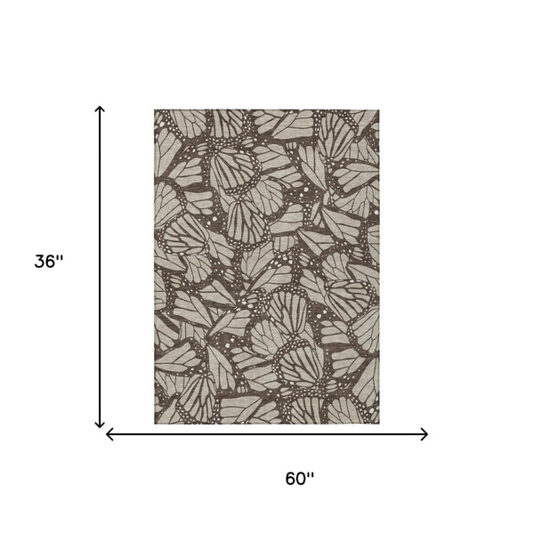 3' X 5' Beige And Brown Animal Print Washable Indoor Outdoor Area Rug Homeroots Outdoor