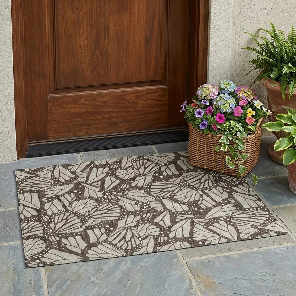 3' X 5' Beige And Brown Animal Print Washable Indoor Outdoor Area Rug Homeroots Outdoor